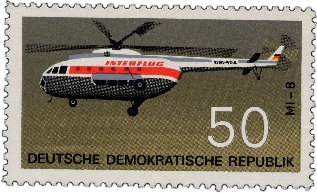 DDR-Sondermarke mit Hubschrauber