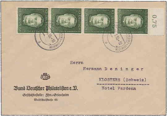 ... ebenso wie Briefe ins Ausland und in die DDR. Hier ein Brief vom Sammlerverband BDPh an seinen späteren Präsidenten.
